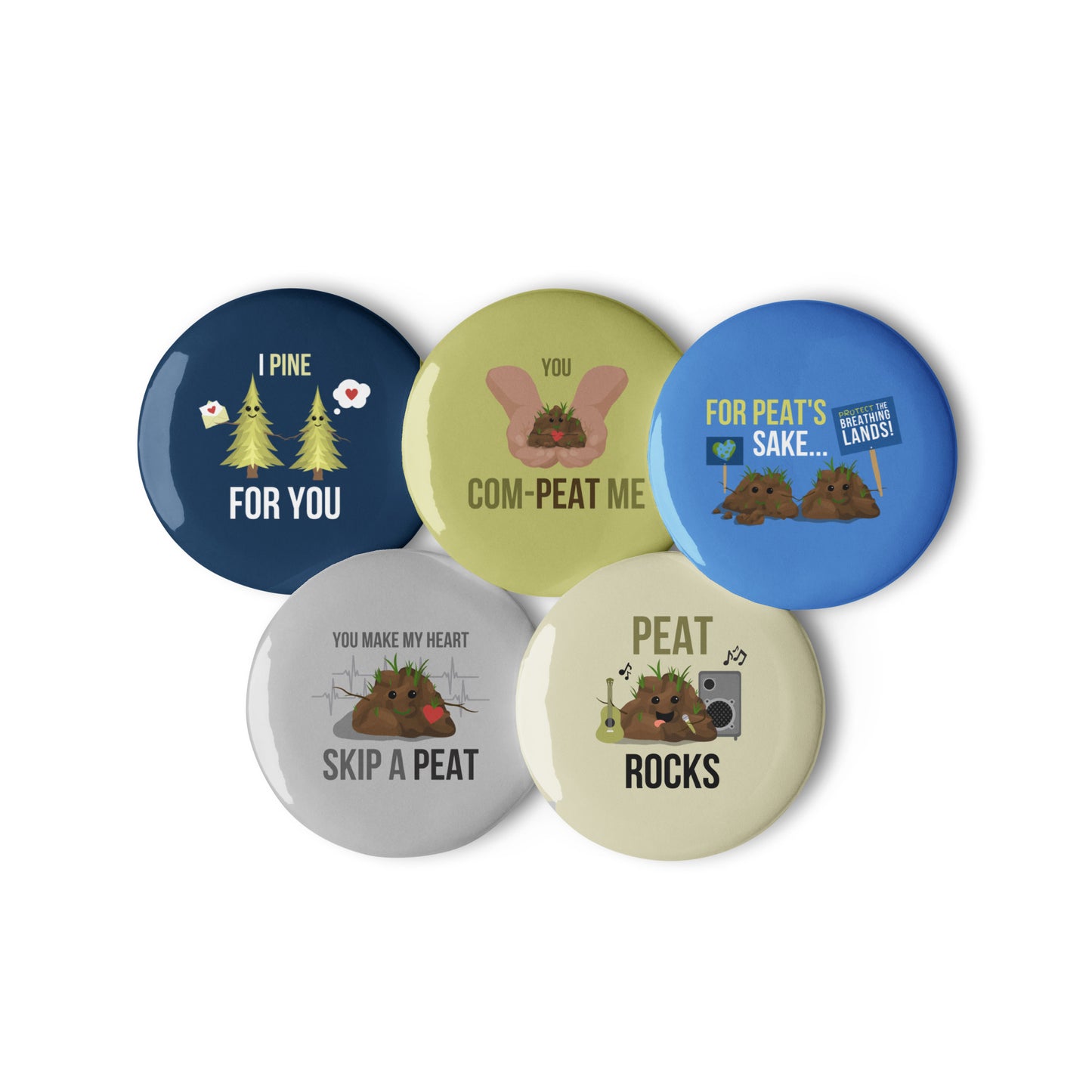 Set of pin buttons